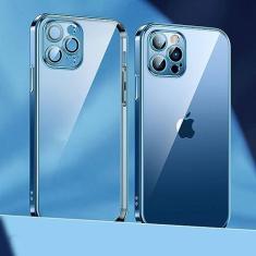 Imagem de Capa de telefone com revestimento de lente para iPhone 14 11 12 13 Pro Max Mini XS XR 7 8 14 Plus SE 2020 Capa de proteção de câmera de luxo, azul, para iPhone 12 Pro