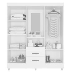 Imagem de Guarda Roupa Casal Capela E Cômoda 4 Gavetas Lite Nature Off White - Móveis Leão