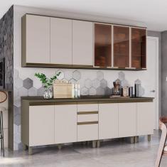 Imagem de Cozinha Compacta Reflecta 12 Portas 2 Gavetas com Vidro 100% Mdf Duna/Cristal - Henn