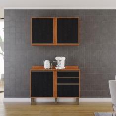 Imagem de Cozinha Compacta 4 Peças 4 Portas 2 Gavetas Pérola Cinamomo/preto