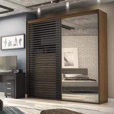 Imagem de Guarda Roupa Ripado com Espelho mdf 2 Portas 2,07m Autes Belmax