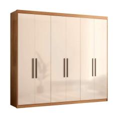 Imagem de guarda-roupa casal venice com prateleiras 6 pt 2 gv amêndola e off white
