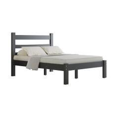 Imagem de Cama Casal Em Madeira Maciça Reforçada Rubi Preto Nemargi