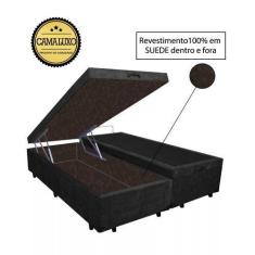 Imagem de Cama Box Baú Luxo Blindado King Bipartido Nk Camas Suede Preto 41X193x