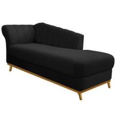Imagem de Recamier Vanessa 185cm Lado Direito Suede Preto - Amarena Móveis