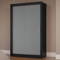 Imagem de Guarda-roupa Solteiro 2 Portas Correr Preto/Cinza Milano