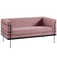 Imagem de Sofa 2 Lug Base Aço Preto 135 Cm 2064x2 Veludo Rosa Dmobiliario Rosa