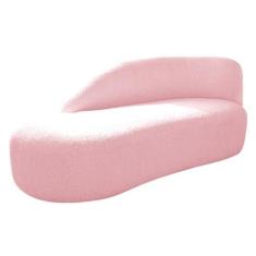 Imagem de Divã Recamier Curvo Luna 185cm Lado Esquerdo Suede Rosa Bebe