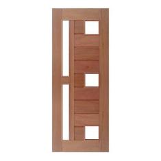 Imagem de Porta de Madeira Mexicana Horizontal 04 Vidros Maciça Cedro Arana Casm