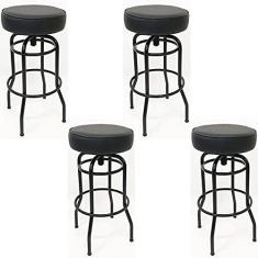 Imagem de Kit 4 Banquetas Bar Alta Giratória Preta Assento Preto - Poltronas do Sul