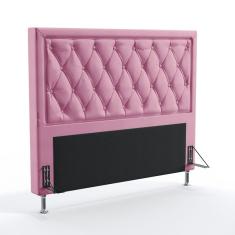 Imagem de Cabeceira Estofada Decorativa Para Cama Box Centaurus 140 Para Cama de Casal Suede Rosê Aradecor
