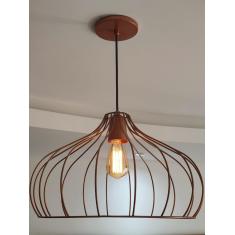 Imagem de Lustre Pendente Aramado Onion Ø42X25Cm Cobre Retrô Md8026