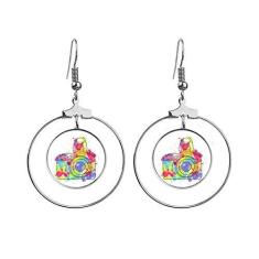 Imagem de Graffiti Street Culture Brincos coloridos com câmera pendurada, joia circular