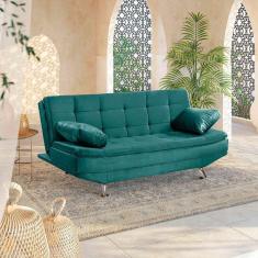 Imagem de Sofá Cama Valencia 3 Lugares Reclinável Veludo Turquesa Turquesa