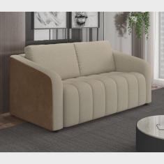 Imagem de Sofá 02 Lugares Assento Fixo e Encosto com Almofadas Soltas Sidney Bege/Marrom