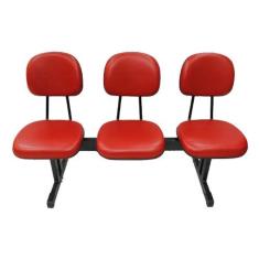 Imagem de Cadeira Secretária em longarina com 3 lugares Linha Economy Vermelho
