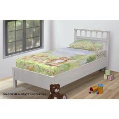 Imagem de Jogo De Lençol Solteiro 3 Peças Conjunto Animais Bosque Encantado Flores e Borboletas