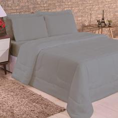 Imagem de Jogo de Cama Casal 5 Peças com Edredom e Porta Travesseiros Casa Dona (Cinza)