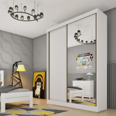 Imagem de Guarda Roupa Solteiro Com Espelho 2 Portas 2 Gavetas Roma Tcil