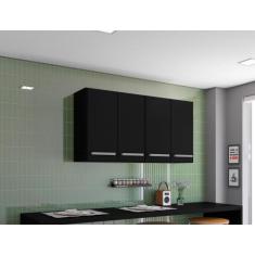 Imagem de Armario Aereo Georgia Preto 4 Portas Brienza Movelaria - Casa Moderna