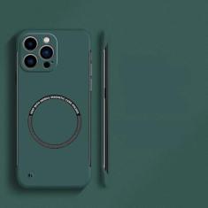 Imagem de Capa de telefone magnética sem moldura ultrafina e rígida para PC para iPhone 15 14 Pro Max 13 12 Mini 11 Pro Max Capa sólida de cor fosca, verde escuro, para iphone 11