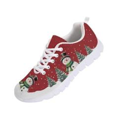 Imagem de GOSTONG Tênis feminino de malha respirável para corrida de estrada, antiderrapante, para uso ao ar livre, tênis, academia, tênis de caminhada, 34-46, Boneco de neve de Natal, 41