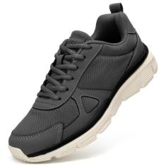 Imagem de TSIODFO Tênis masculino sem cadarço casual para caminhada, Cinza escuro 01, 41