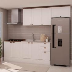 Imagem de Cozinha Completa Iluminata 8 Portas 3 Gavetas 100% Mdf Branco/ébano - Genialflex