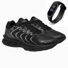 Imagem de Tênis Esportivo Para Exercícios Académicos em Tecido Conforto e Estilo + Relógio-Masculino