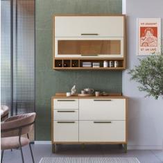 Imagem de Cozinha Compacta 120cm com 2 Peças Vidro Reflecta e 3 Gavetas 100% Mdf