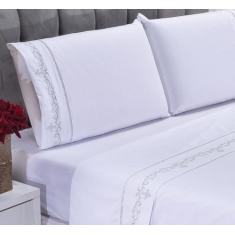 Imagem de Jogo lençol Imperial quarto casal padrão bordado 4 peças 2fronha - Sho