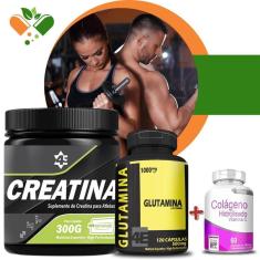 Imagem de Kit Creatina 300Gr + 1 Pote Glutamina 1 Pote Colágeno