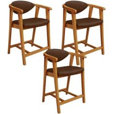 Imagem de Kit 03 Banquetas Baixa Para Cozinha Sala Jantar Bancada Cecília L02 ma
