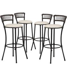 Imagem de Jogo Com 4 Banquetas Alta Forts Gelo Floral, Fibra Uv Bancada, área Goumert, Bar, Piscina, Balcão