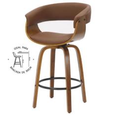 Imagem de Banqueta Giratória Baixa Betim Rivatti Marrom Base Madeira