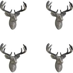 Imagem de RR-RUOSHUI 4 maçanetas de armário de veado, puxadores de furo único, puxadores de gaveta retrô para gaveta, guarda-roupa, puxadores decorativos de cozinha doméstica, puxadores