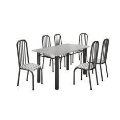 Imagem de Conjunto Madmelos 06 cadeiras craqueadas tampo retangular granito ocre 1.50 - Craqueado 