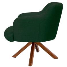 Imagem de Poltrona Decorativa Giratória Base Giromad Madeira Jade C-117 Linho Verde Musgo - Domi