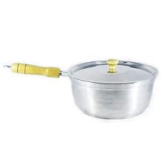 Imagem de Caçarola Panela De Alumínio Polido Cabo De Madeira 18Cm