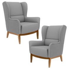 Imagem de Kit 2 Poltronas Decorativas Base Manu Madeira Milena C-416  Escuro - Domi