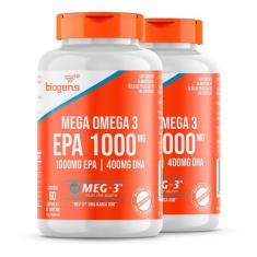Imagem de Kit 2X Mega Omega 3 Meg-3,Epa1000mg Dha400mg, 60 Cps, Biogens