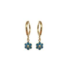 Imagem de Brinco Argolinha Infantil Florzinha Folheado Ouro 18k Antialérgico (Azul)