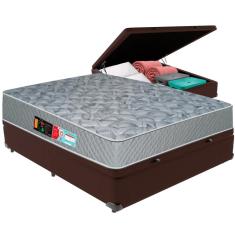 Imagem de Cama Box Baú Marrom e Colchão Sleep Max D33 Casal Castor