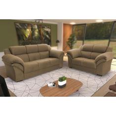 Imagem de Conjunto Sofá Windsor Velut Bege 3 E 2 Lugares 2,04M E 1,59M - King Ho