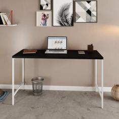 Imagem de Escrivaninha Estilo Industrial 135cm Active Yescasa Preto Ônix/Est.Branca