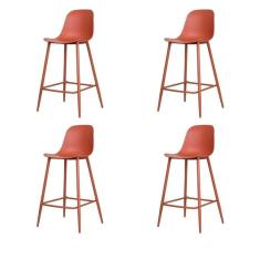 Imagem de Kit 4 Banquetas Médias Miami Abi Fratini 91,50 Cm (altura) Polipropileno Terracota Base Aço Pintado