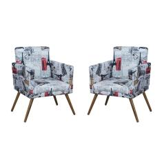 Imagem de Kit 2 Poltronas Decorativa Nina Rodapé Suede Paris  - DS Móveis