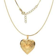 Imagem de Corrente Feminina 60Cm 1Mm Relicário 3Cm Folheado Ouro Cr220