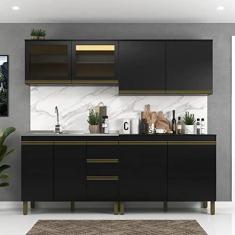 Imagem de Cozinha Completa 4 Peças 8 Portas 3 Gavetas Cecília J Carvalho Preto