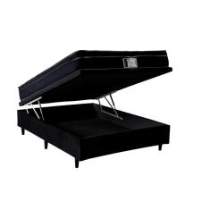Imagem de Cama Box Baú Casal Molas ensacadas D28 Euro Pillow Montreal Preto 138x188x62 - Sofá Casa